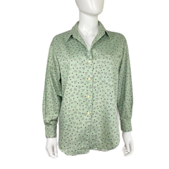 Dockers Women’s Sage Berry Print Soft Cotton Long Sleeve Button Down - Picture 1 of 7